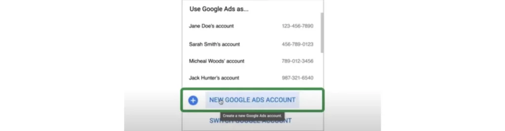 NEW GOOGLE ADS ACCOUNT